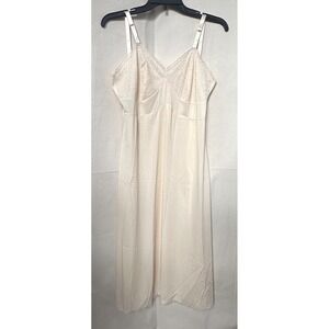 Nancy King Lingerie Ivory Cream Nylon Lace Slip Dress Sz 38 Old Money Granny Vtg